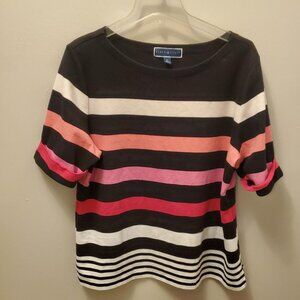 Women's Karen Scott Sweater, Size XL, Black - Multi color, stripe, Good Con!